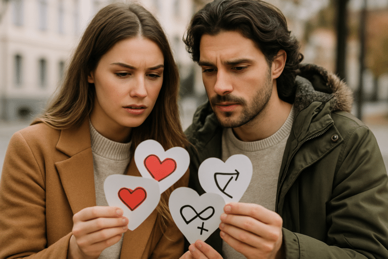 "Symboles amoureux répétés suggérant des signes ou coïncidences dans les relations"