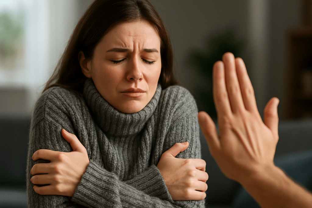 Image illustrant un frisson soudain lié à l'énergie lors d'une séance de lecture énergétique.